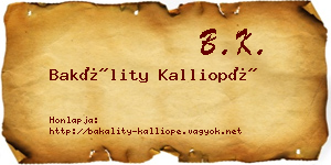 Bakálity Kalliopé névjegykártya